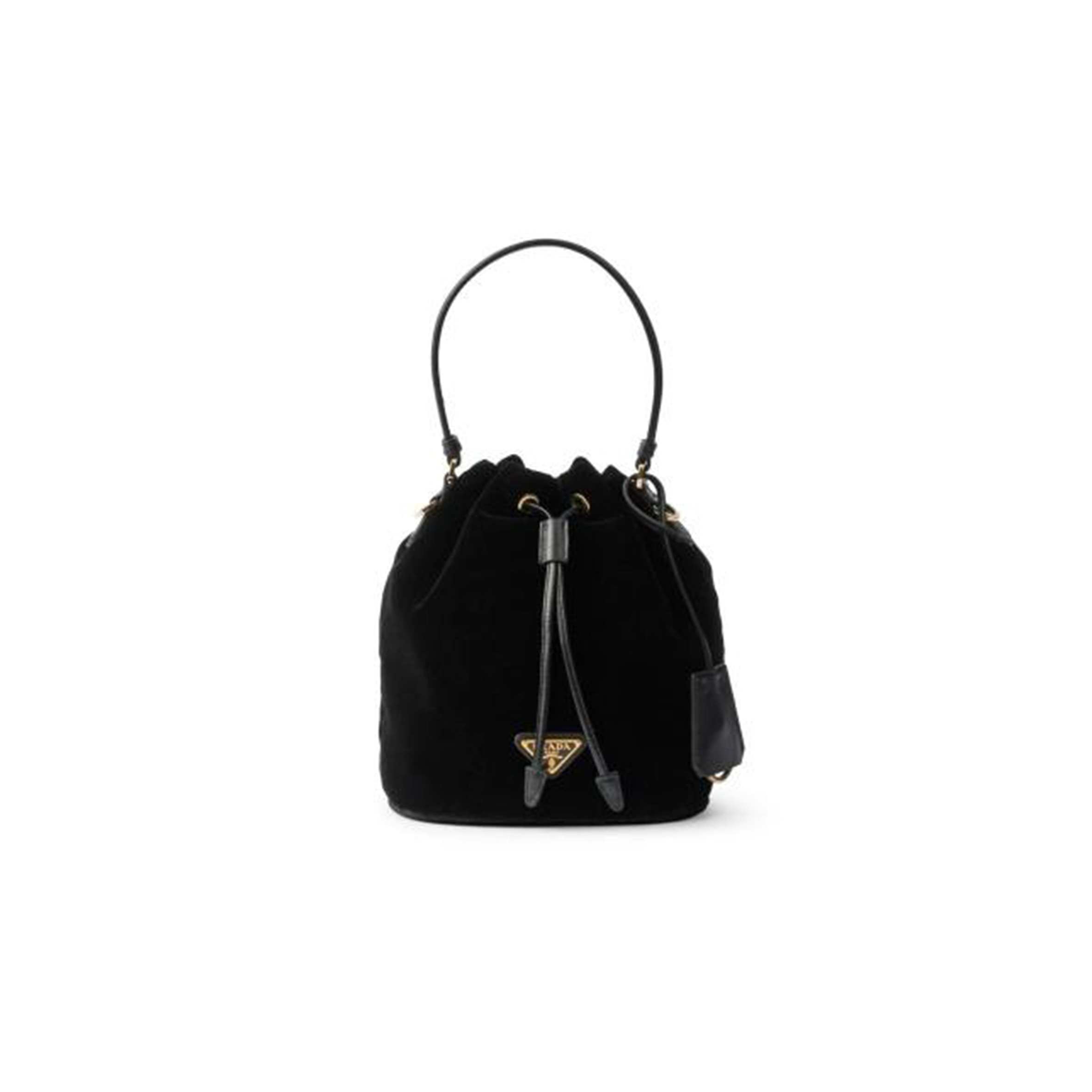PRADA BLACK VELVET MINI-BAG WITH NAPPA LEATHER 1BE067 (19.5*15.5*10cm) 